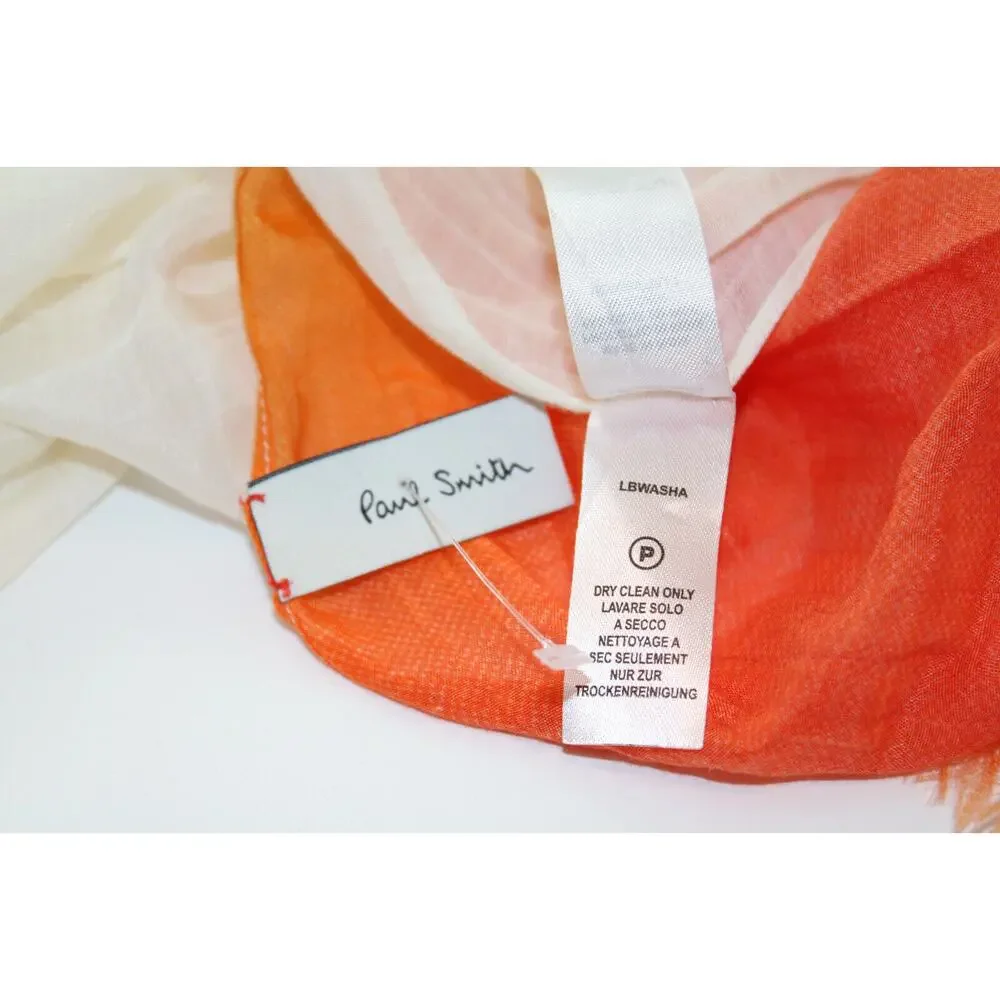 A5 Auth PAUL SMITH Colorful Scarf Shawl Silk Cotton Blend Large 40